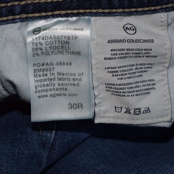 AG ADRIANO GOLDSCHMIED The Graduate Tailored Leg Blue Jeans Size 30R - Picture 9 of 9